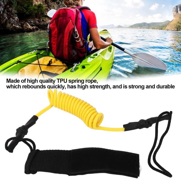 Hållbart Justerbart Kajakpaddel Säkerhetsrep för Paddleboards - Anti-förlorad Gul Tillbehör