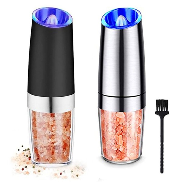 Gravity Electric Pepper Mill, Justerbar Grovhet Salt- och Pepparkvarn, Batteridriven med LED-ljus, Automatisk One-