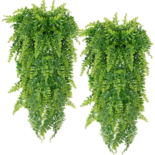 2 stk simulation grøn plante Persisk blad væghængende plast rattan blomster og planter dekoration