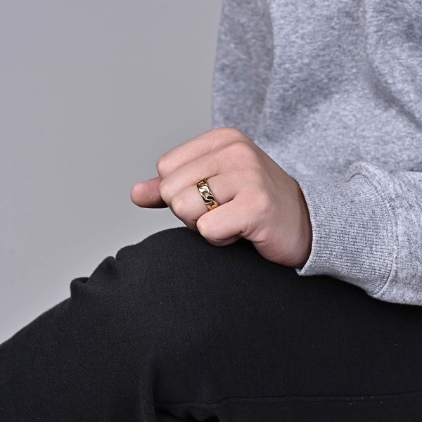 Hip Hop Style Finger Ring Kæde Form Design Ikke let at bryde Smykker Unisex Twist Ring til fest Stainless Steel US 10