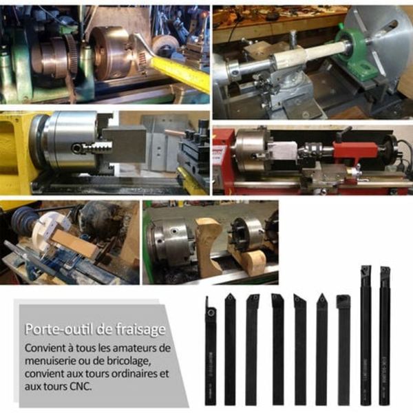 Hög hårdhet 9-delad set Metallfräs CNC-svarv verktygshållare med skiftnyckel 10 mm blad