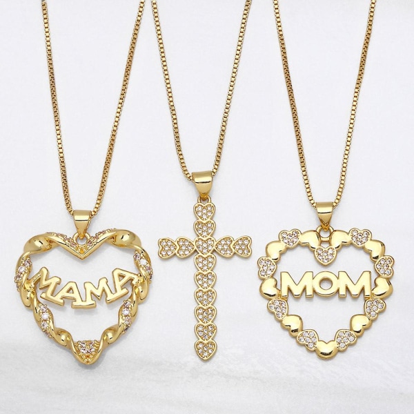 Halskjede gave til mamma Zircon Mama Heart Stud motesmykker Ac8238 B
