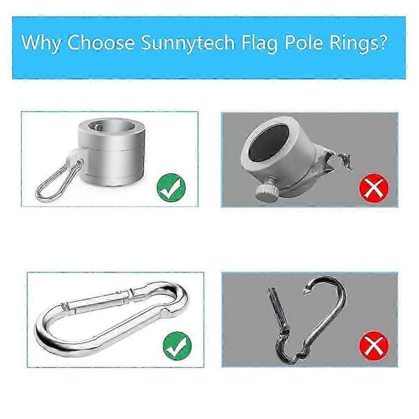 1-tommer flagstangsring, flagstangsring 360 rotation anti-monteringsring, flagstangssætdele til 7-1/2i