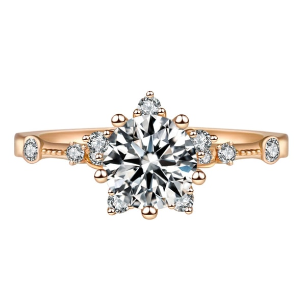Kvinner Shining Zircon Snowflake Åpen ring Retro Circlet smykker Par Gave Rose Gold