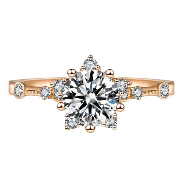 Kvinnor Shining Zircon Snowflake Open-end Ring Retro Circlet Smycken Par Present Rose Gold