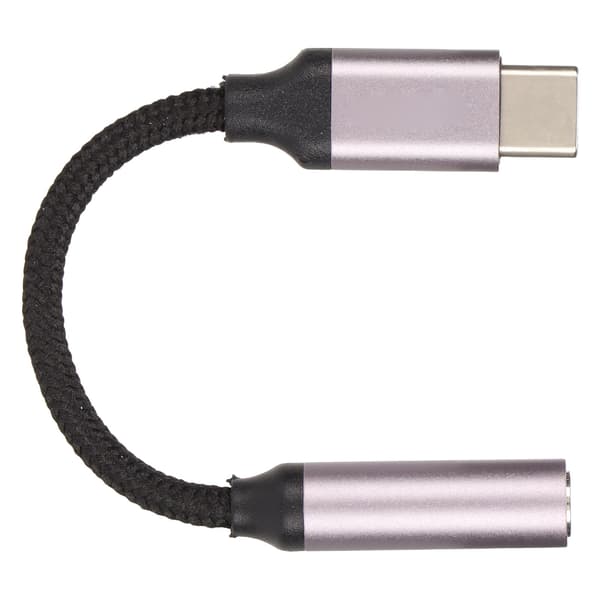USB C til 3,5 mm lydkabeladapter med musikk, samtale og ledningskontroll