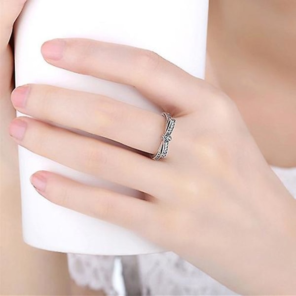 Kvinner Retro Rhinestone Innlagt Legering Bowknot Engasjement Finger Ring Smykker Gave 7