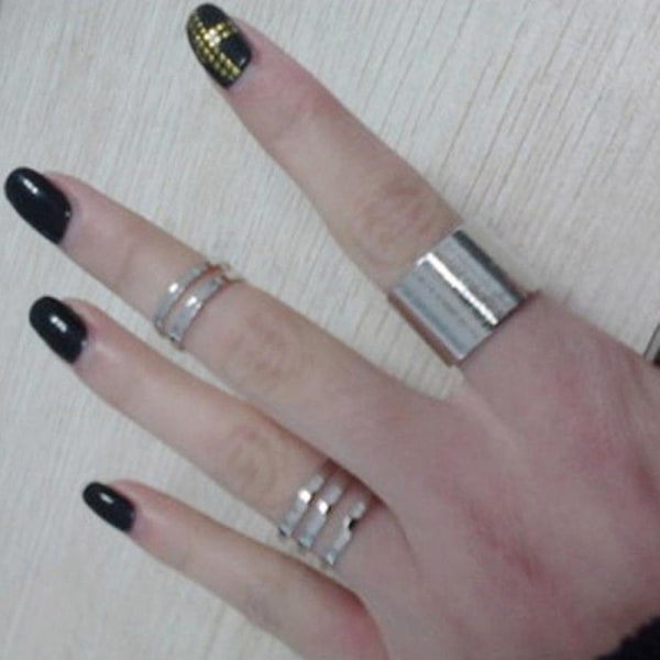 3 st/ set Finger Midi Tip Finger Knuckle Öppna Ringar Smycken Berlocker Julpresent Golden