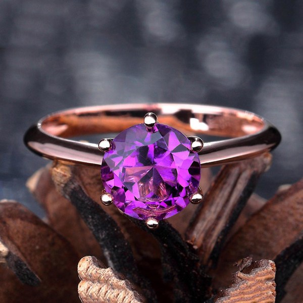 Kvinner Faux Ametyst Ruby Innlagt Finger Ring Bryllup Engasjement Smykker Gift Red US 7