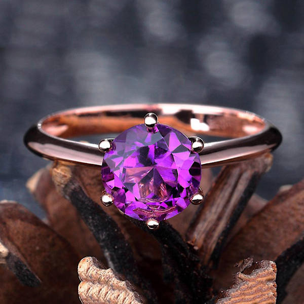 Kvinnor Faux Ametist Ruby Inläggningar Finger Ring Bröllop Engagemang Smycken Present Red US 8