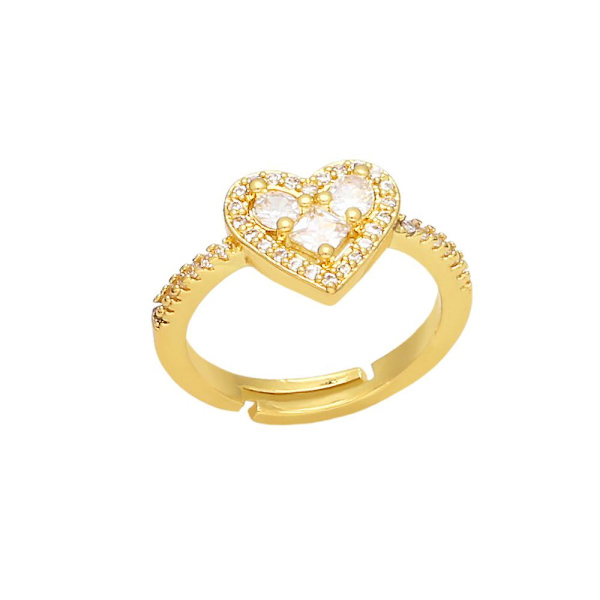 Sormus Vintage Zircon Heart Stud Säädettävä muotikoru Ac9973 Blue