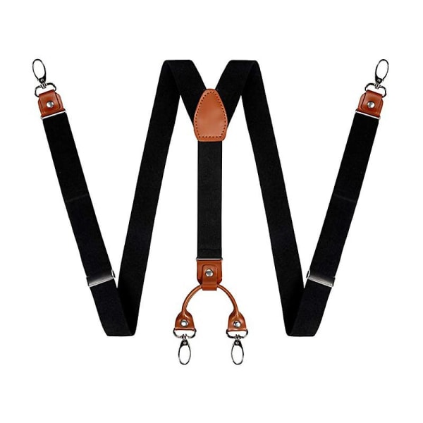 Herr Y-back 4 metallklämmor elastiska breda hängslen perfekt för både casual och formella $justerbara elastiska hängslen för män och kvinnor Beige