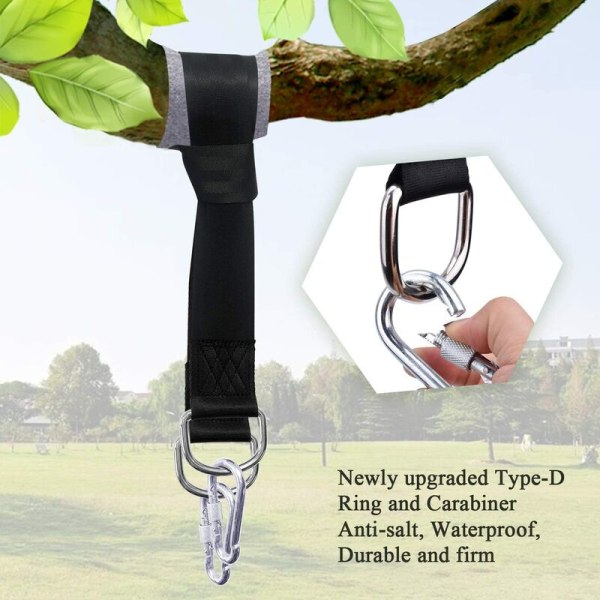 1,5 m Svart + Pad Swing Strap 8-teckens roterande ring utomhus bindrep