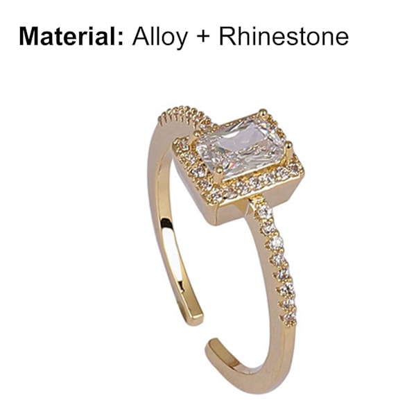 Ring Square Utsökt Rhinestone Woman Utsökt öppningsringar för bröllopsfest