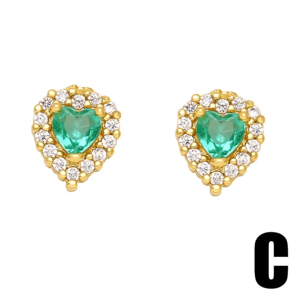 Örhängen Vintage Zircon Heart Stud Modesmycken Ac9871 C