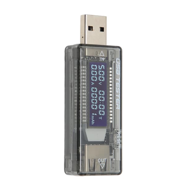 USB Oplader Måler LCD Display Transparent Bærbar Strøm Spændingstester 3.5V til 20V 0A til 3.3A