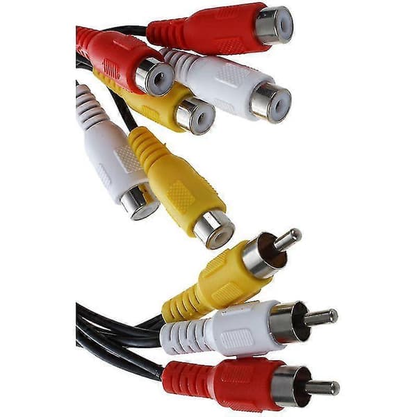 Ny 3 RCA hann til 6 RCA hunn plugg splitter lyd video AV adapterkabel