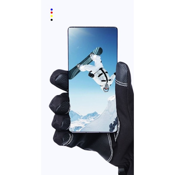Vinter skihandsker lynlås mænd og kvinder vandtæt udendørs sport ridning plus fløjl tykke varme handsker touch screen Mountaineering XL Sort
