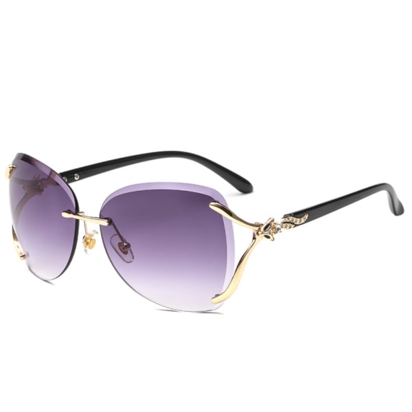 Fashionabla damsolglasögon All-Match båglösa metallsolglasögon Snygga solglasögon (Gold Frame Progressive Grey),