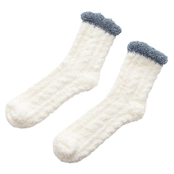 Dame Varme Fluffy Sovestrømper Bløde Fleecestrømper Milky White 1 Pair