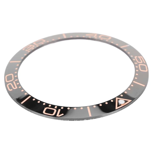 Keramisk urkransring 38 mm sort base rosaguld cifferindsats til urmagere udskiftning
