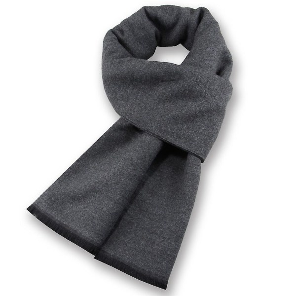 Enfärgad scarf för män Varm vinter tjock scarf Dark gray