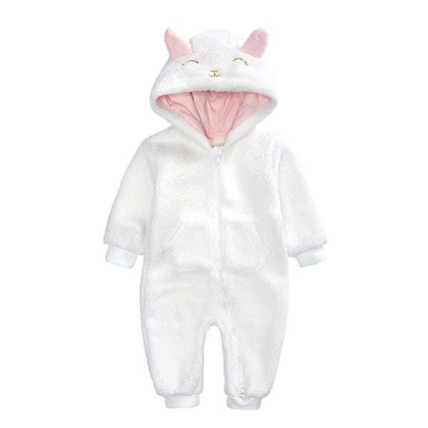 Baby fleece jumpsuit hooded snödräkt långärmad kostym White