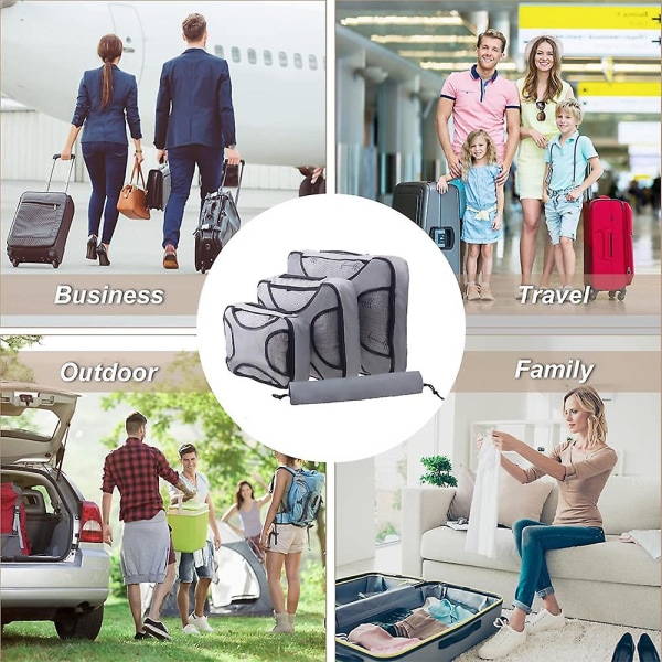 Compression Packing Cubes Bag for Travel Utvidbar pakkeboks gray