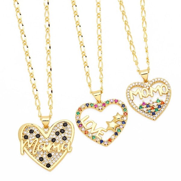 Halsband present till mamma Zircon Mama Heart Stud Modesmycken Ac8441 B