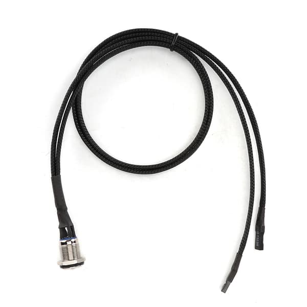 Stationær computer metal nulstillingsknap med kabel blå