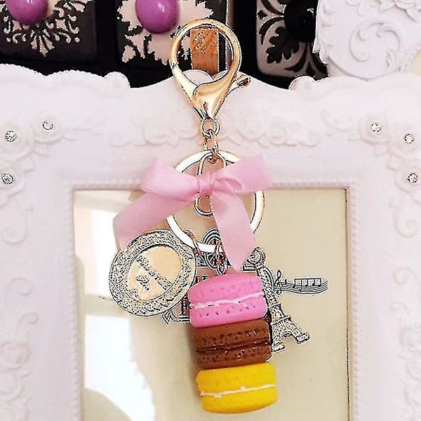 1 stk Macaron vedhæng Creative Candy Color Dessert Nøglering Til Pung Pige Taske Gave