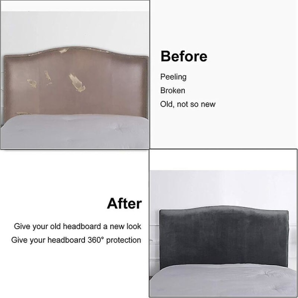 Velvet- cover Yksivärinen elastinen cover makuuhuoneen sisustamiseen, musta, 1,5 m (sopii 1,4-1,7 m sängynpäädylle, korkeus 65-65