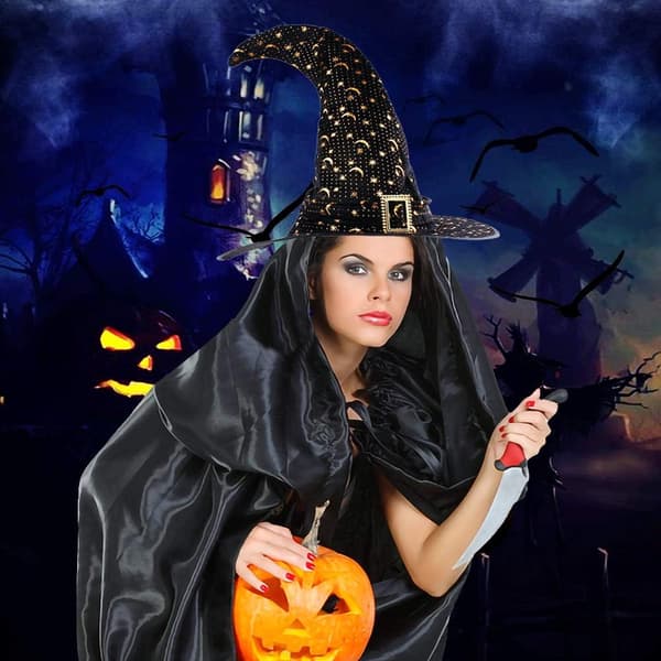 2 stk Halloween Heksehat - Halloween Vintage Måne Stjerne Heksehat