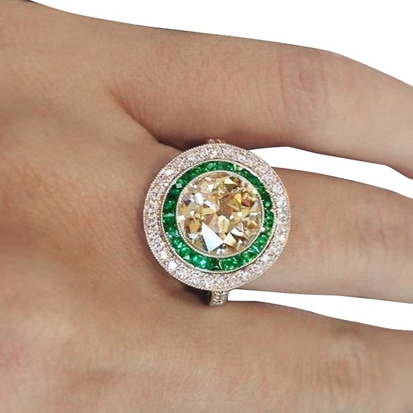 Mode Kvinder Store Runde Multicolor Cubic Zirconia Engagement Finger Ring smykker US 6