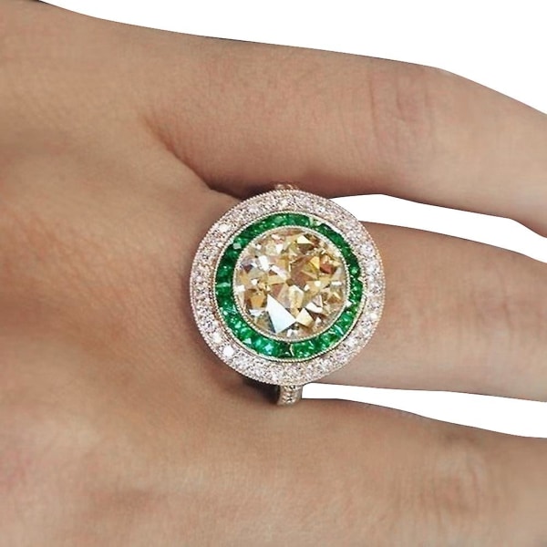 Mode Kvinnor Stor Round Multicolor Cubic Zirconia Engagement Finger Ring Smycken US 8