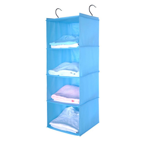 Riippuva hyllyvaatekaappi, 4 lokeroa Laadukas puuvillainen organizer ripustettava rautakehyksellä Organizer Set Blue