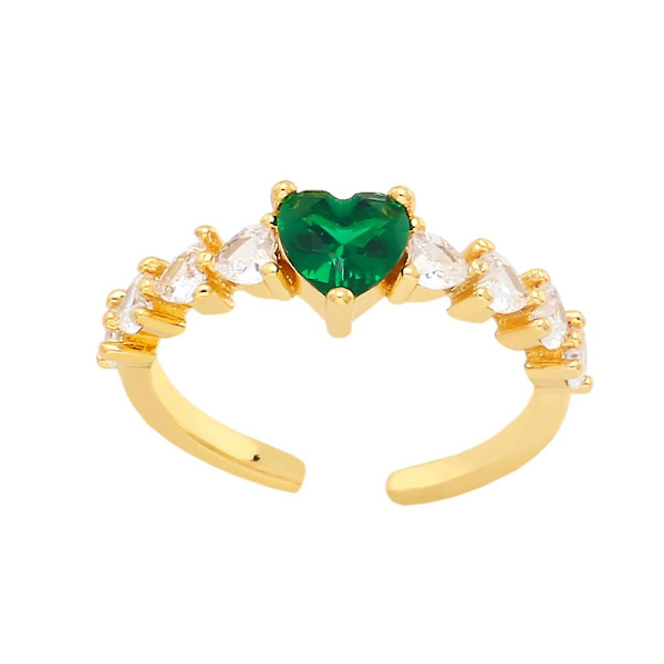 Sormus Vintage Zircon Heart Stud Muotikorut Ac10773 Green