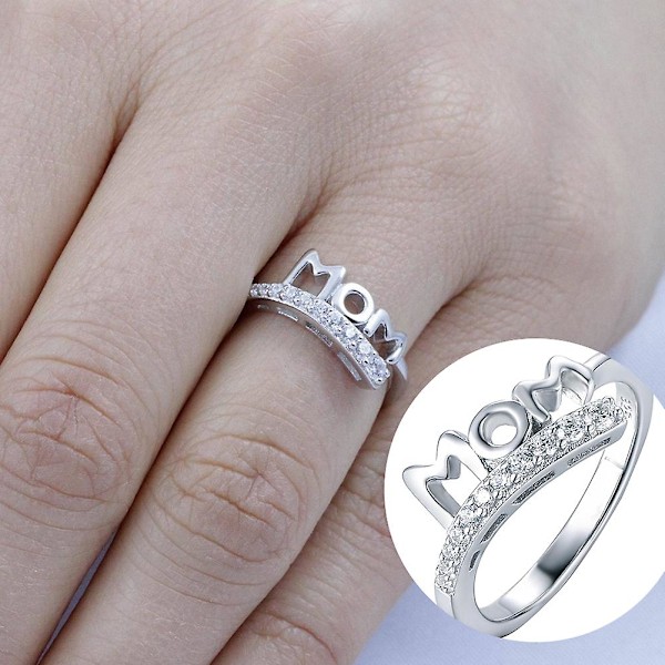 Mote Zircon Innlagt Hul Mor Brev Finger Band Ring Mødre&#39; Dagsgaver US 6