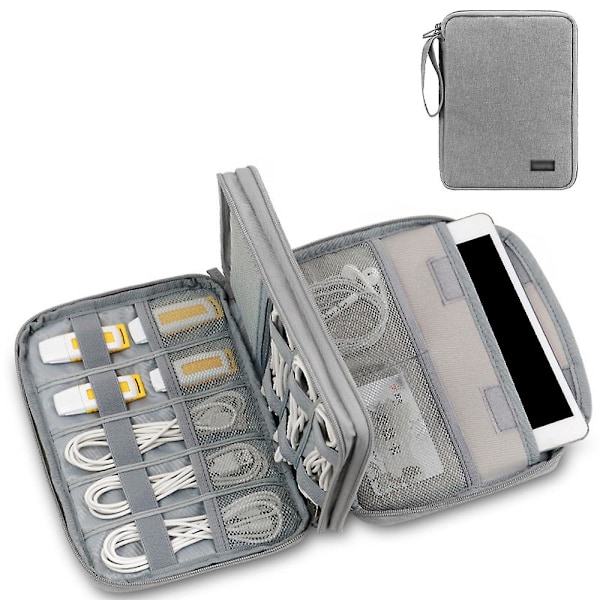 1 stk Travel Electronics Organizer Bærbar Kabel Organizer Bag for Oppbevaring Elektronisk tilbehør Veske for ledning, telefon, lader, flash-stasjon Black