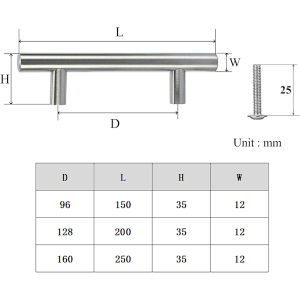 2 stk skaphåndtak, skuffehåndtak, aluminiumslegering (sølv, hullavstand: 192mm)