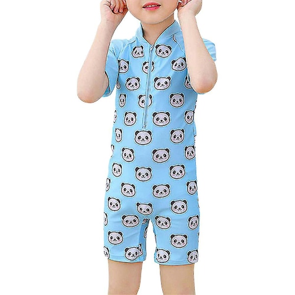 barn Jenter Gutter Sommer Badetøy Strand Tegneserie Print Zip One Piece Badedrakt Panda Print 3-4 Years