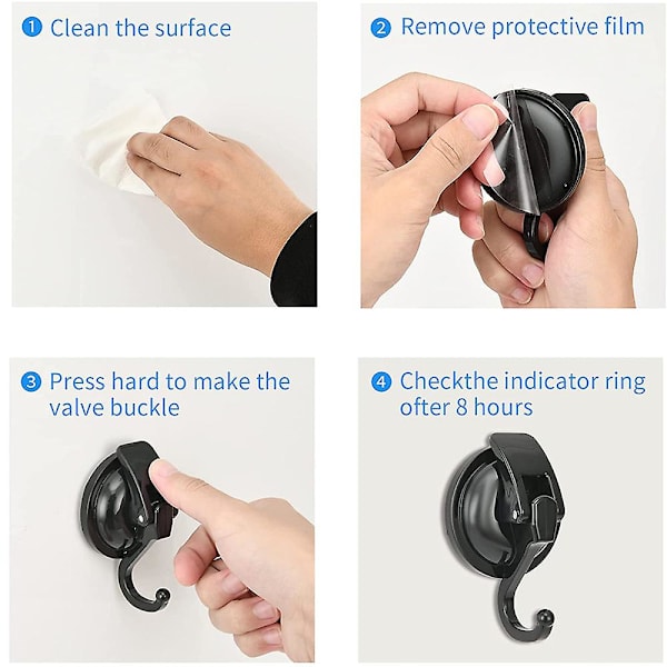 Piao Heavy Duty -imukuppikoukut Tehokkaat koukut Seppeleripustin kylpyhuoneen ja wc:n suihkuun, helppo asentaa ja irrottaa Black