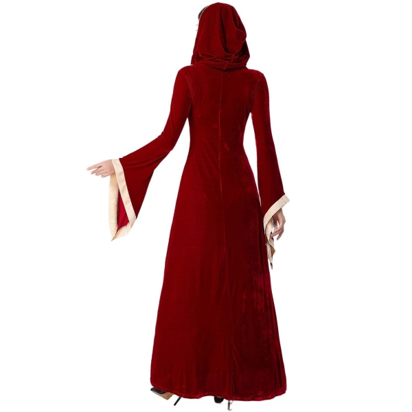 Kvinner Witch Vampire Cosplay Retro Drawstring Maxi Dress S