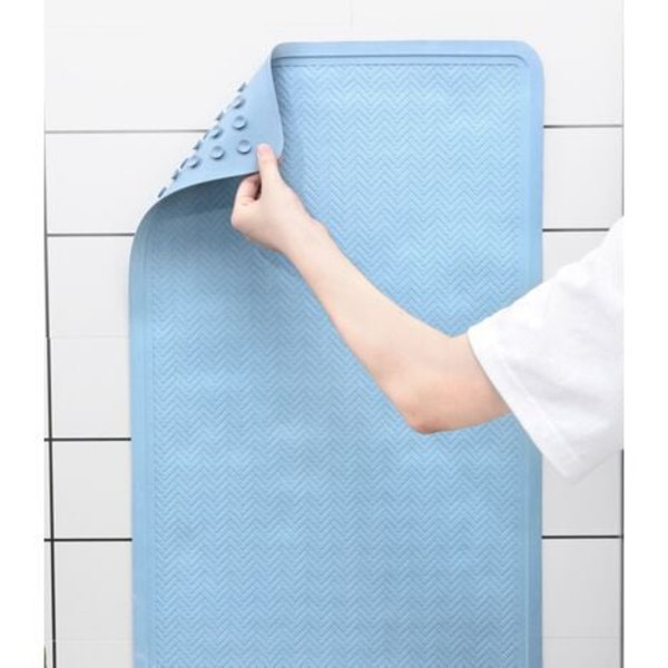 Tvättbar med dräneringshål, TPE Easy Clean matta, med sugkopp duschmatta, säker halkfri badmatta, för badrum, blå,