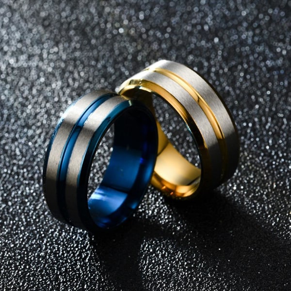 Mote menn kvinner to tone band fingerring bryllup forlovelse smykker gave Blue US 12