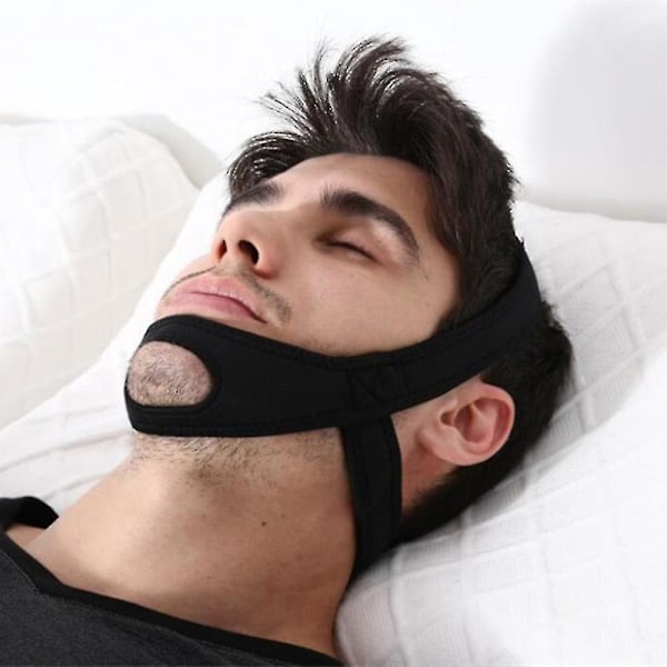 Justerbar Anti Snore Strap Bælte Sove Stop Snorke Head Strap Black