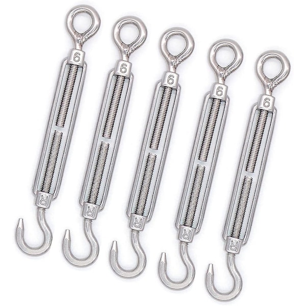 Mecollection M4/m5/m6/m8 304 ruostumaton teräs koukku ja silmukka solki 5 kpl
