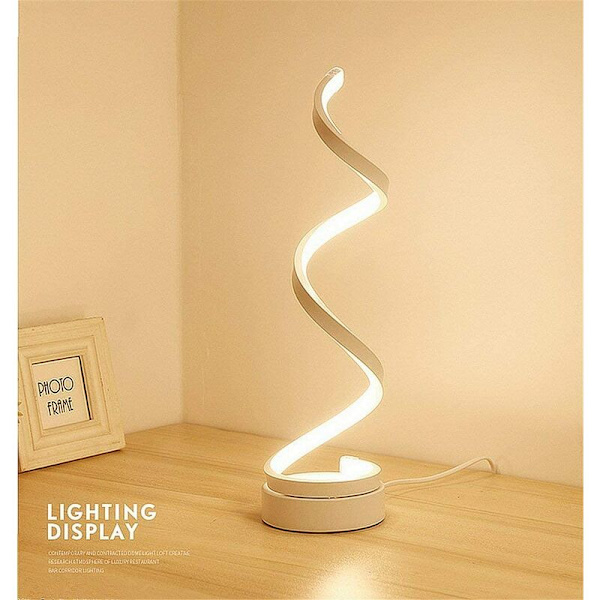 Touch Control bordslampa med LED-ögonskydd, dimbar nattlampa (Spiral Black Light Body Warm Light)，för sovrum,