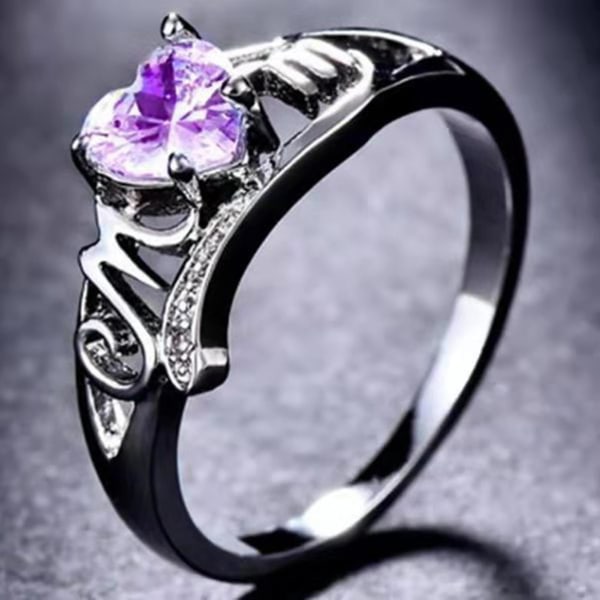 Kvinder Ring Kærlighed Hjerte Elektrobelagt Cubic Zirconia Hjerte Form Finger Ring smykker til forlovelse White US 10