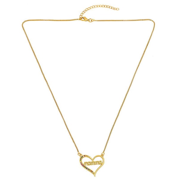 Halsband present till mamma Zircon Mama Heart Stud Modesmycken Ac8279 Rainbow